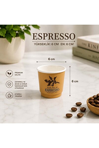 MİEN Art 4-Piece Espresso Cup 90Cc, Handleless Coffee Cup