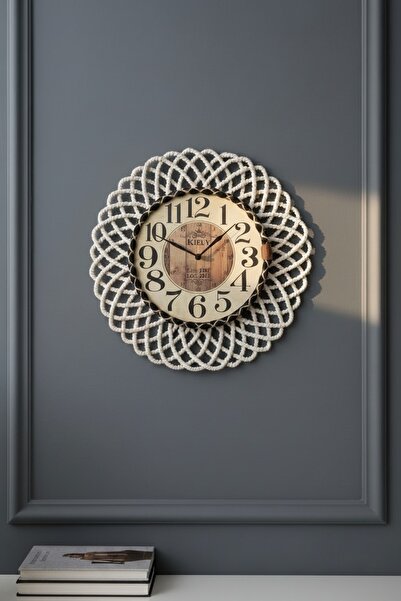 home inn Ceas de perete cu ramă din răchită în stil boem – Ceas decorativ cu ...