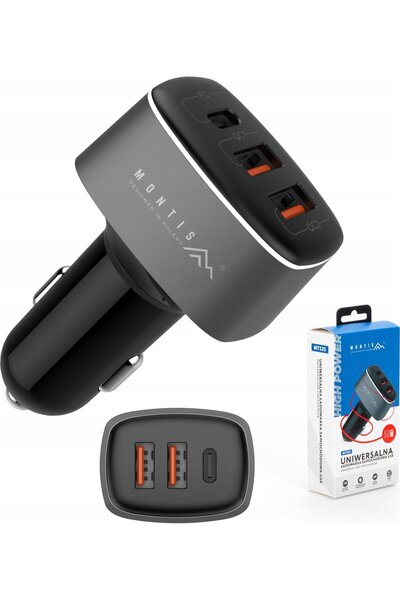 MONTIS Încărcător auto pentru baterie 2x USB Tip A + USB Tip-C 56W MT125