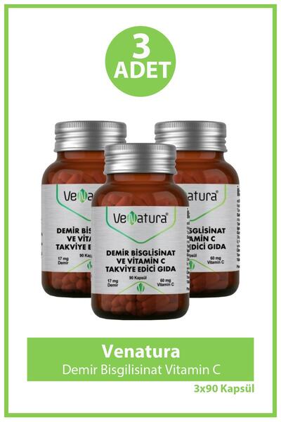 VeNatura Demir Bisgilisinat Vitamin C 90 Kapsül 3 Adet