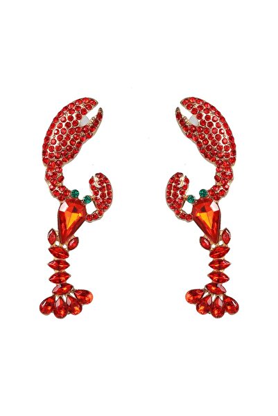 Choice1 23143 2 Beach Red Rhinestone Lobster Earrings Vacation Party for Wome...