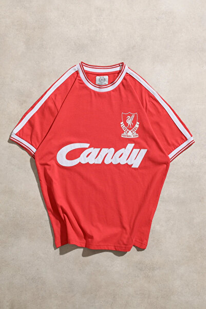 Overdrive Retro 1980 Regular Fit Red Short Sleeve Football Jersey Unisex Tshirt