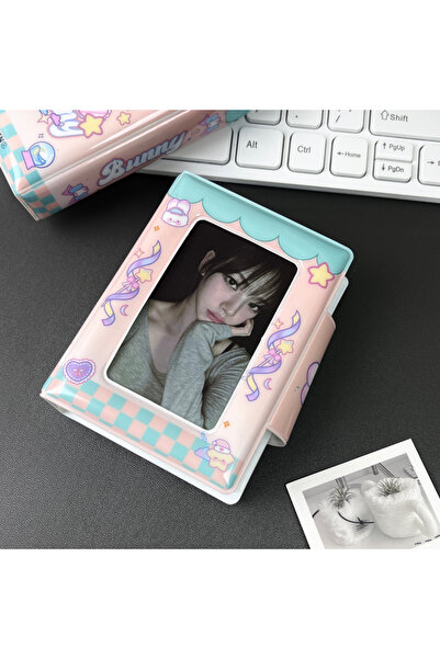 Choice حامل بطاقات صور على شكل أرنب وردي لطيف، ألبوم صور K-pop، نجوم، سحاب، م...