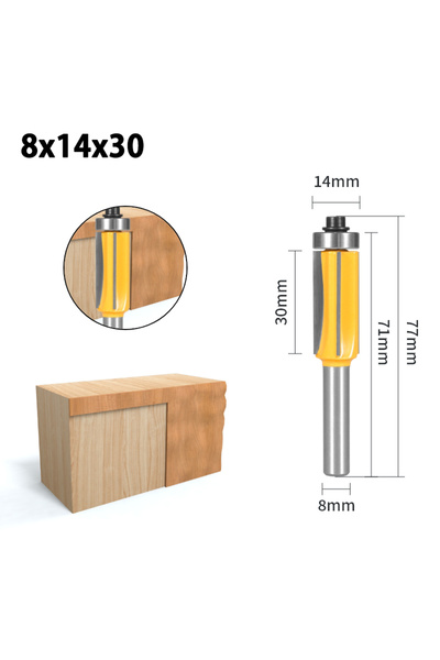 Choice1 ريشة راوتر للتشذيب المتساوي 8x14x30 بساق 8 مم و4 شفرات، قاطع تفريز للخشب