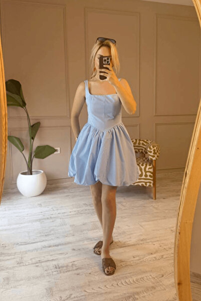 BeeYouStudio Balloon Skirt Strap Dress/ Blue