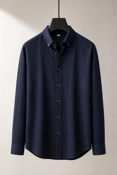 ixir Men's Button-Down Collar Linen Shirt Regular Fit Comfortable Cut Summer ...