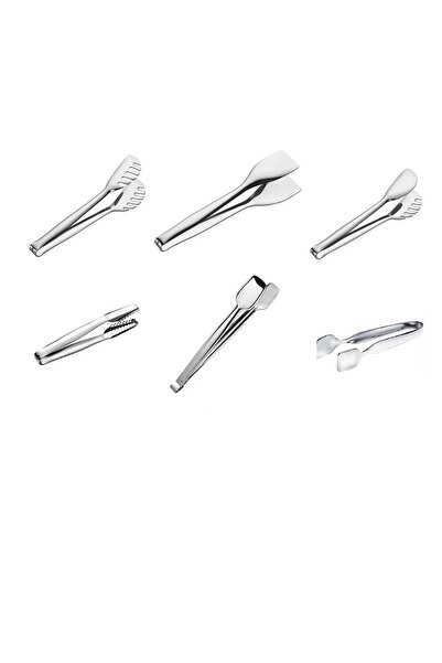Nehir Steel Tongs Set of 6 - Service Tongs Set
