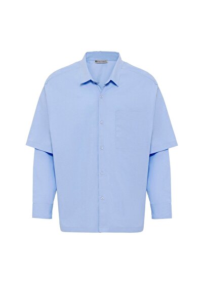 S13 Store Oversize Çift Kol Detaylı Uzun Kol Gömlek