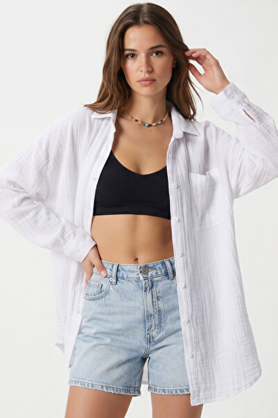 DIANNA Women's Oversize Long Sleeve Shirt 100% Cotton