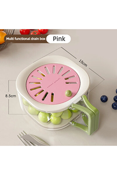 choice2 Pink 2-in-1 Vegetable Washing Basin Home Double-layer Fruit Washing W...