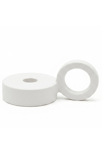 AKDC Minimalist Round White Ceramic Candle Holder with Handle for Modern Home...