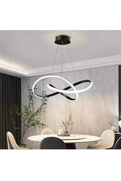 Elektroyou Venedik Siyah Ultra Power Beyaz Ledli Avize Sarkık Modern Led Avize