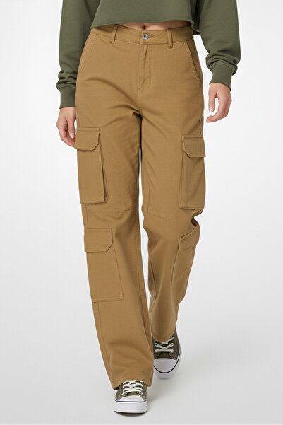 Don't Call Me Jennyfer Women Straight Fit Solid Cargo Pants, Khaki