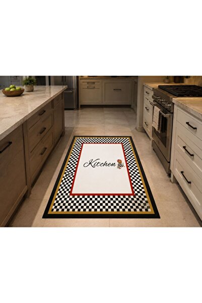 GNL HOME Djital Baskı Mutfak Halısı,Kaymaz Taban, Yıkanabilir Salon,Koridor,O...