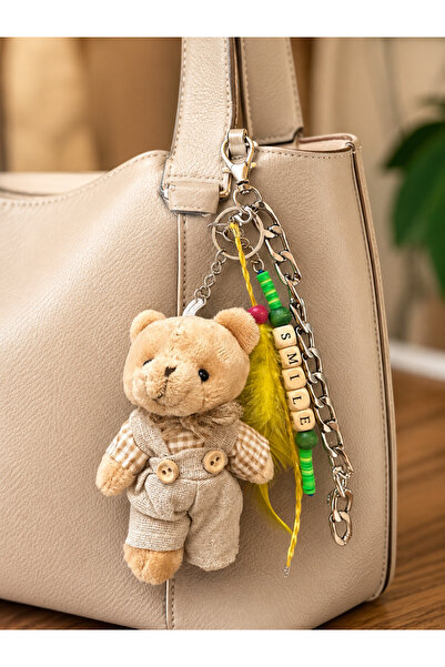 Handmade Smile Teddy Charm Keychain