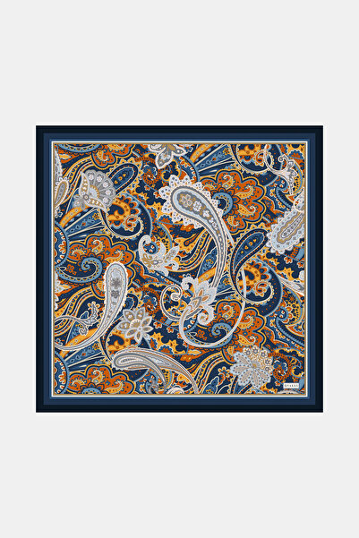 Vakko LACİVERT ŞAL DESENLİ TWILL BANDANA
