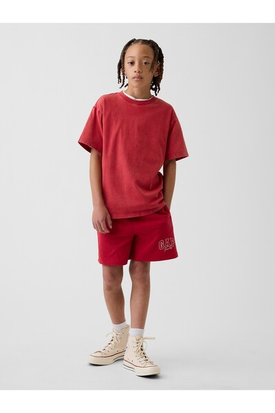 GAP Erkek Çocuk Kırmızı Logo Jersey Şort