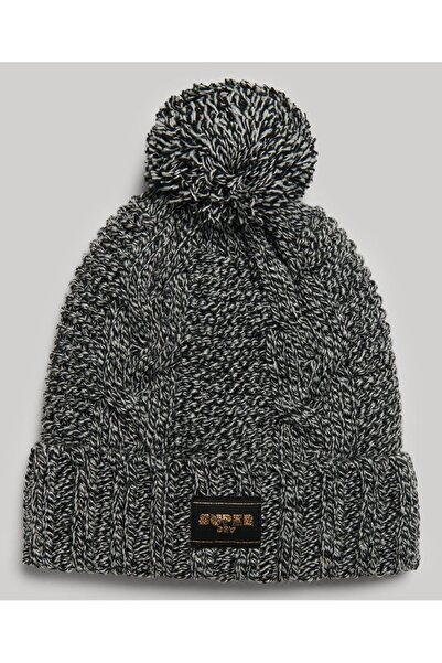 SUPERDRY Γκρι σκούφος με πλέξη καλωδίου