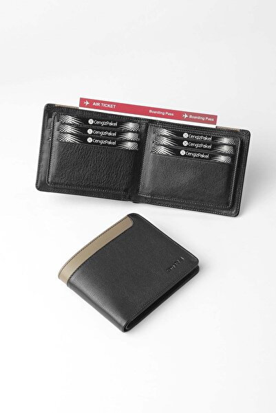 CENGİZ PAKEL Genuine Leather Double Color Detailed Horizontal Men's Wallet - ...