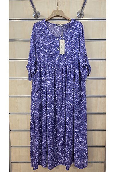 Park Moda Robadan Viscose Long Dress with Small Floral Pattern