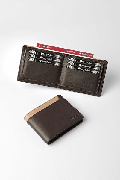 CENGİZ PAKEL Genuine Leather Double Color Detailed Horizontal Men's Wallet - ...
