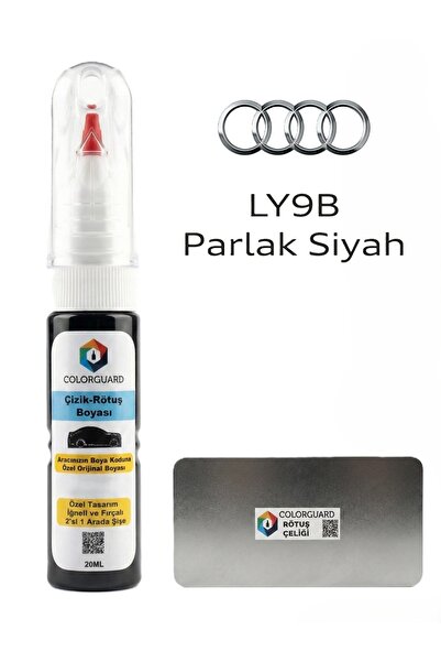 COLORGUARD Audi LY9B Parlak Siyah İğneli ve Fırçalı Özel Tasarım Şişe Rötuş B...
