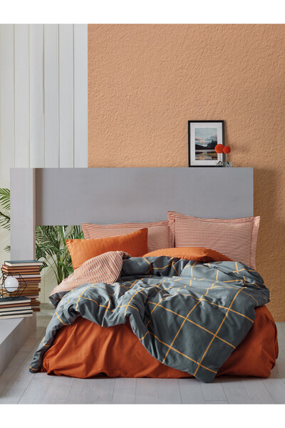 FARİKA Ranforce Double Quilt Cover Set Quilt Cover: 200 X 220 Cm Flat Sheet: ...