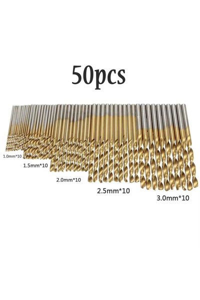 Choice 50pcs 50Pcs Titanium Coated Drill Bits HSS High Speed Steel Drill Bits...
