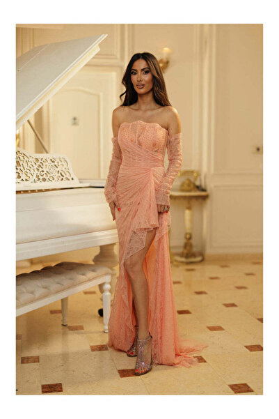 Atelier by Diana Dragne Peach Lace Dress