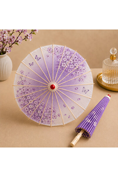 hediyeconcepti Japon Şemsiyesi Dekoratif Çiçek Desenli Ahşap Saplı Uzak Doğu ...