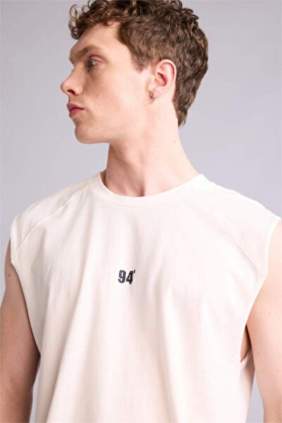 DeFacto Boxy Fit Slogan Patterned Crew Neck Athlete Top