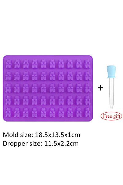 Choice3 Purple mold 50 Grids Gummy Bear Mold Silicone Cute Bear Jelly Mould w...