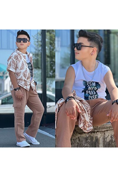 zavera for kids Αγορίστικο Σετ 3 τεμαχίων Oversize Καλοκαιρινό Καμουφλάζ Μουσ...