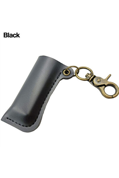 Choice Black Vintage Style Leather Lighter Holder Keychain – Portable PU Leat...
