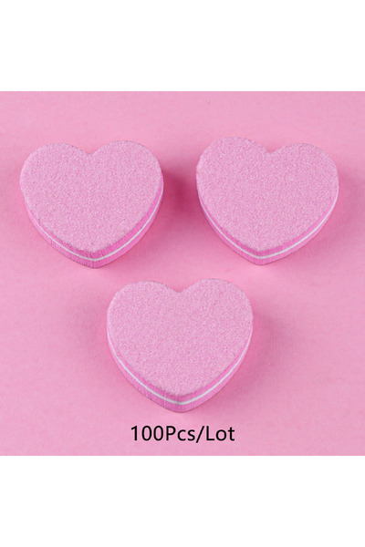 Choice3 100Pcs Pink 50/100Pcs Heart Shape Mini Nail Files Buffer Blocks 100/1...