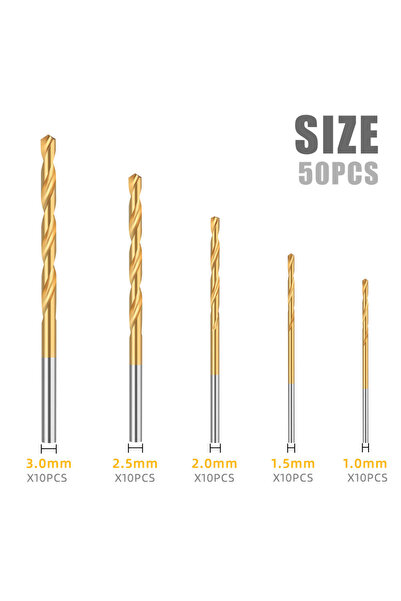 Choice 50pcs XCAN 50Pcs HSS Titanium Coated Twist Drill Set 1-3mm Straight Sh...