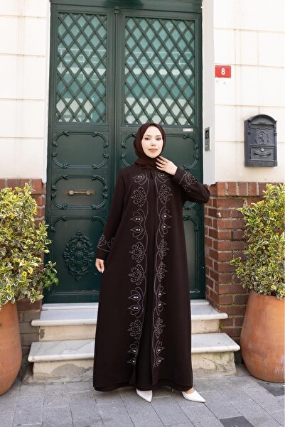 GÖZDE GİYİM Plus Size Sarmaşik Stone-Embellished Mother Dress