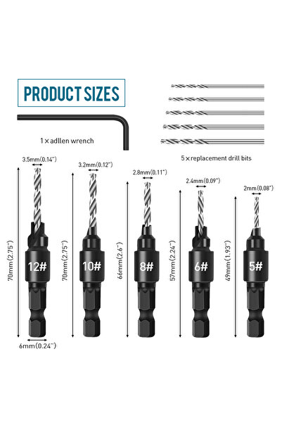 Choice Hexagonal 11pcs 23pcs Countersink Drill Bit Set Woodworking Pilot Hole...