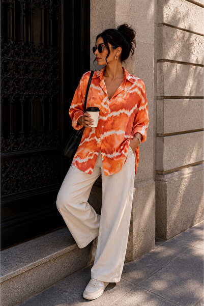 Get Crazy Women's Oversize Long Digital Printed Shirt