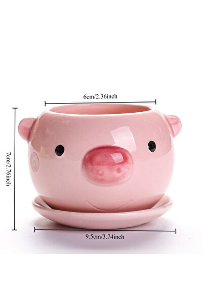 Choice1 Pink Pig Succulent Cartoon Flowerpot Ceramic Lightweight Breathable S...