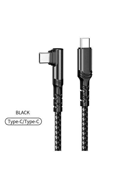 Choice3 كابل USB C إلى USB C أسود بطول 2 متر بقوة 120 واط بزاوية 90 درجة لأجه...