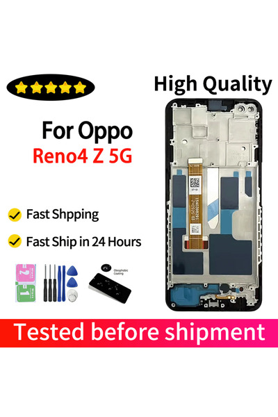 Choice1 شاشة عرض سوداء مع إطار لهاتف Reno 4Z 5G، شاشة LCD مع إطار ولوحة لمس ر...