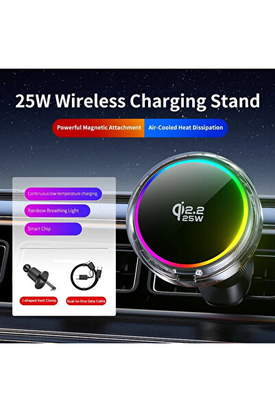 Choice VIKEFON qi2.2 25W QI2.2 25W Car Magnetic RGB Wireless Charger With Air...