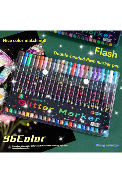 Choice1 48 Pcs(96 Colors) 24/48/72/96 Colors Dual Brush Tip Glitter Art Marke...