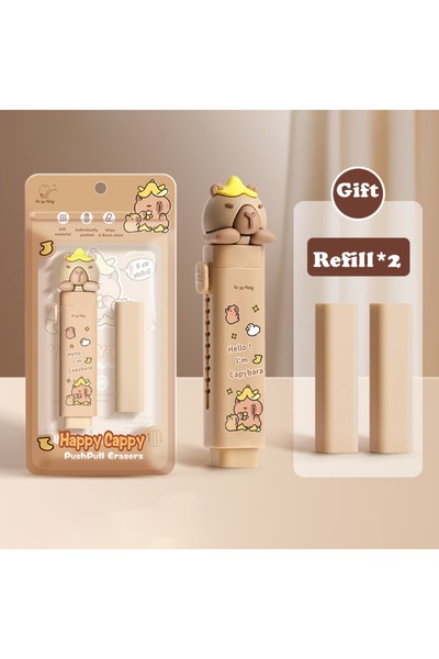 Choice1 Khaki Cute Capybara Push-pull Eraser Cartoon Silicone Eraser Replacea...