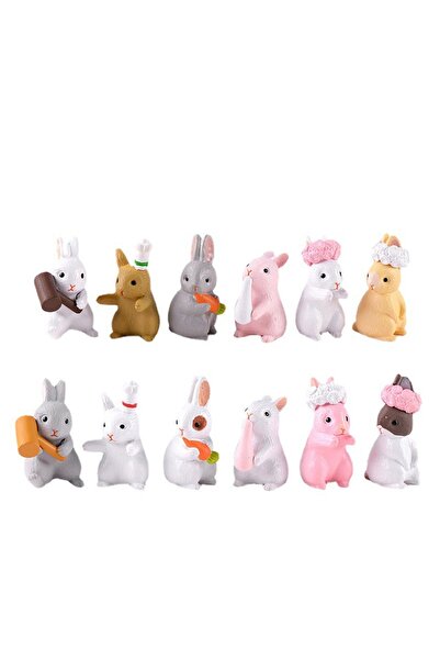 Choice 1 12Pcs Cute Mini Rabbit Miniature Hare Animal Figurine Mini Bunny Gar...