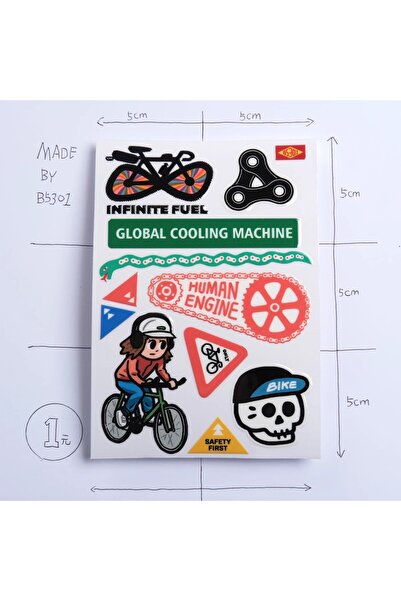 Choice 1SET 1SET Cycling Theme Waterproof Sticker Set Cartoon Bike Chain Skel...