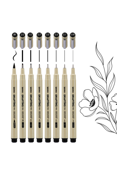 Choice 8pc set Lekreo 12 Size Micron Fineliner Pens - Archival Black Ink Pen ...