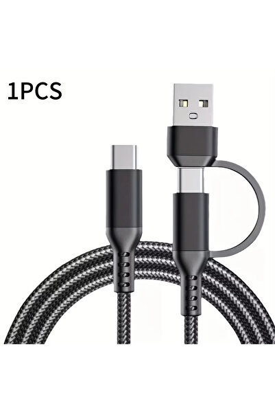 Choice كابل بيانات مجدول أسود بطول 1 متر، 1/3 قطع، 60 واط، واجهة USB-C/Type-C...