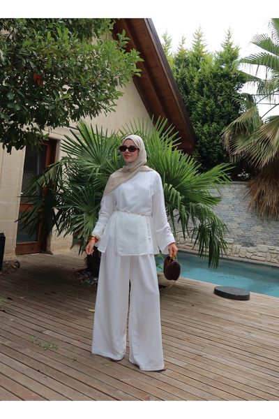 MODA AKSA 6043 PALAZZO ARABİK TAKIM BEYAZ
